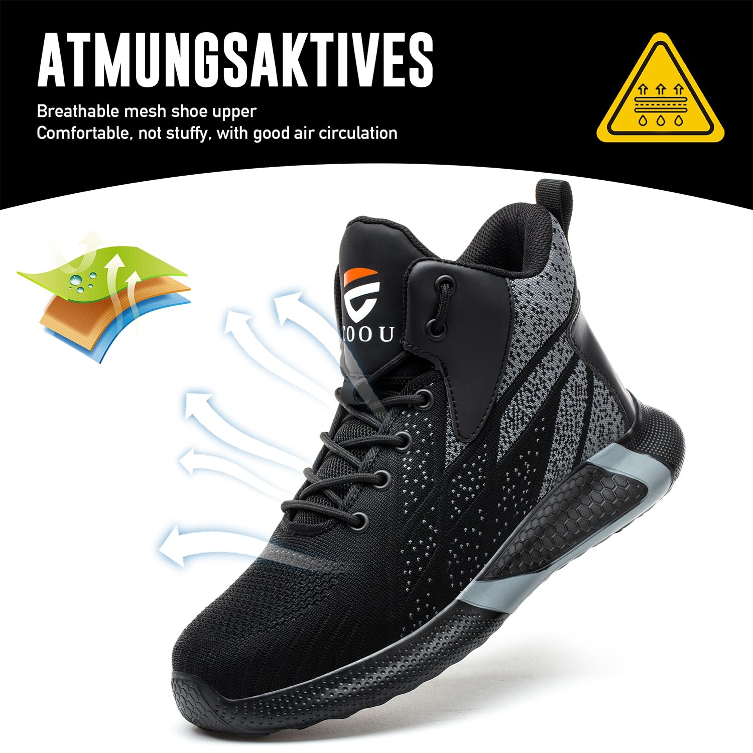 Botas de Seguridad Hombre Mujer Comodos Zapatillas de Trabajo Punta de Acero Ligeros Transpirable Calzado Seguridad Deportivo
