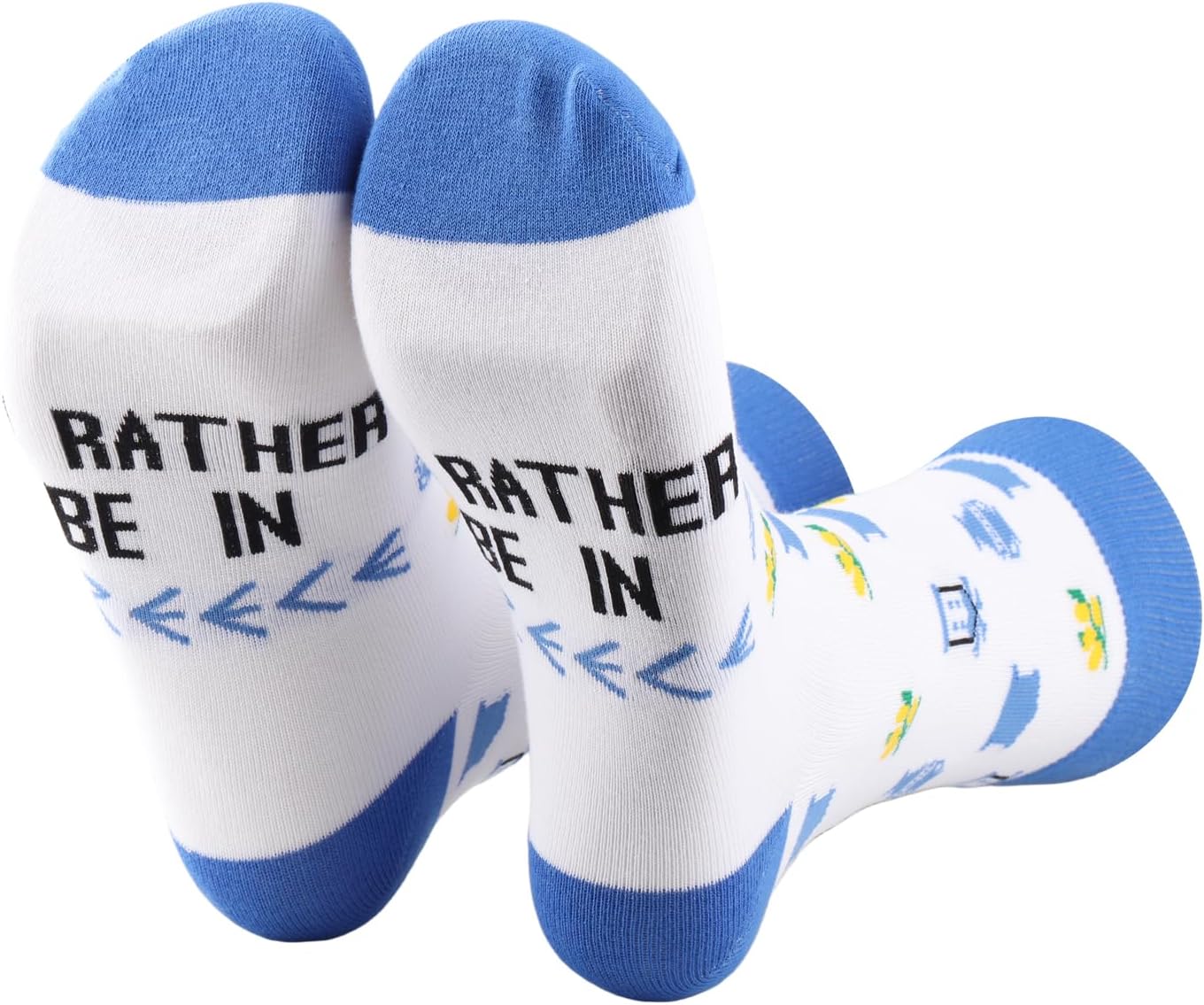 PXTIDY 2 Pairs Greece Inspired Socks Greece Travel Gift I'd Rather Be In Greece Socks Greece Pride Gift Greece Lover Gift