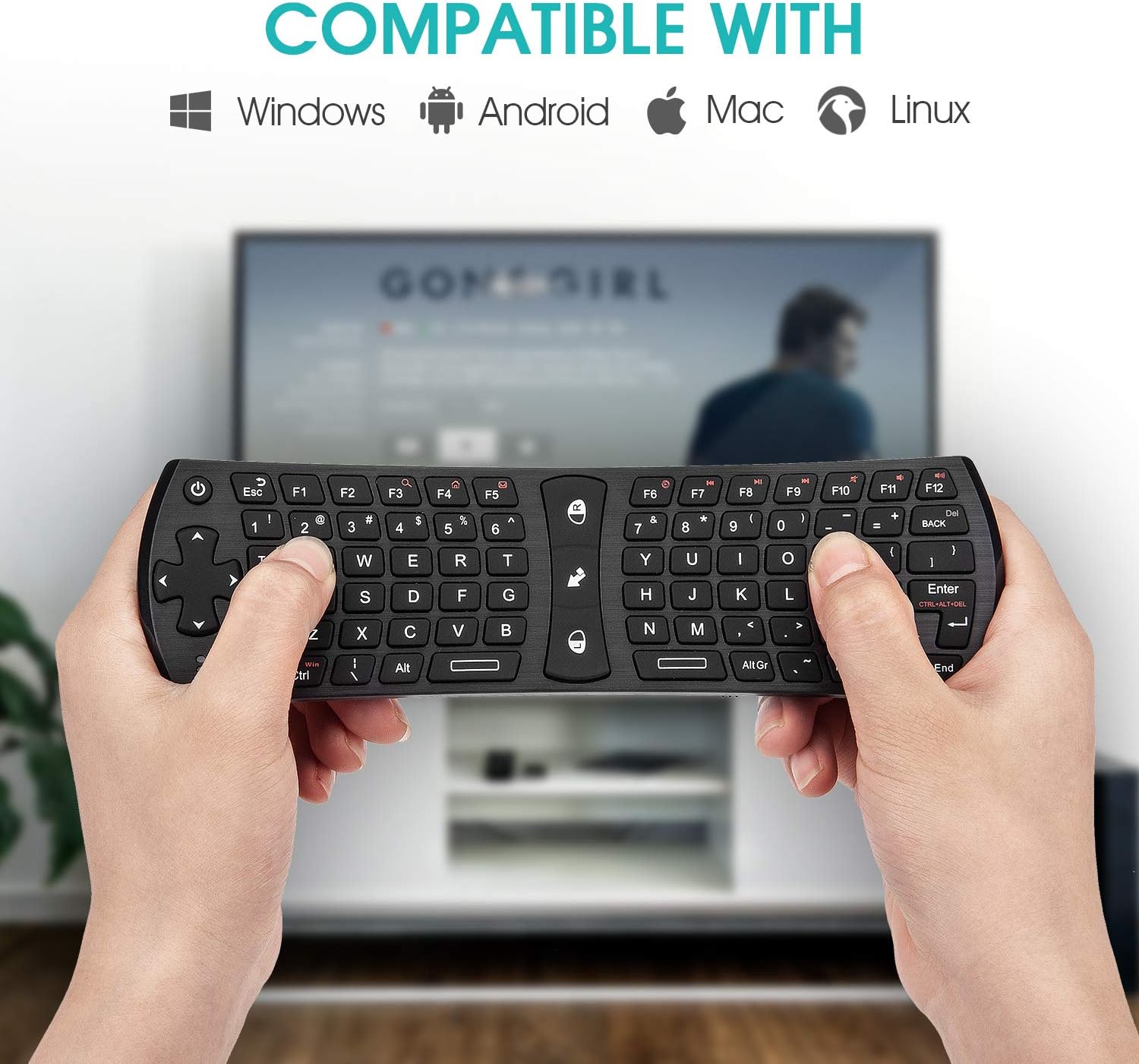 Rii Wireless Mini Fly Mouse Keyboard for PC,Windows,HTPC,Smart TV,TV Box,Android System,PS3,Linux