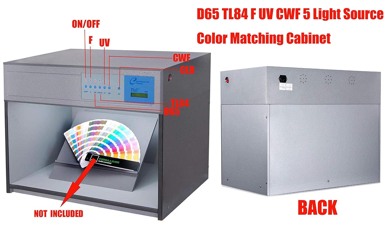 Color Matching Cabinet Color Controller Light Box for Textile Printing Color Assessment Cabinet D65 TL84 F UV CWF 5 Light Source Box with 110V/220V Voltage