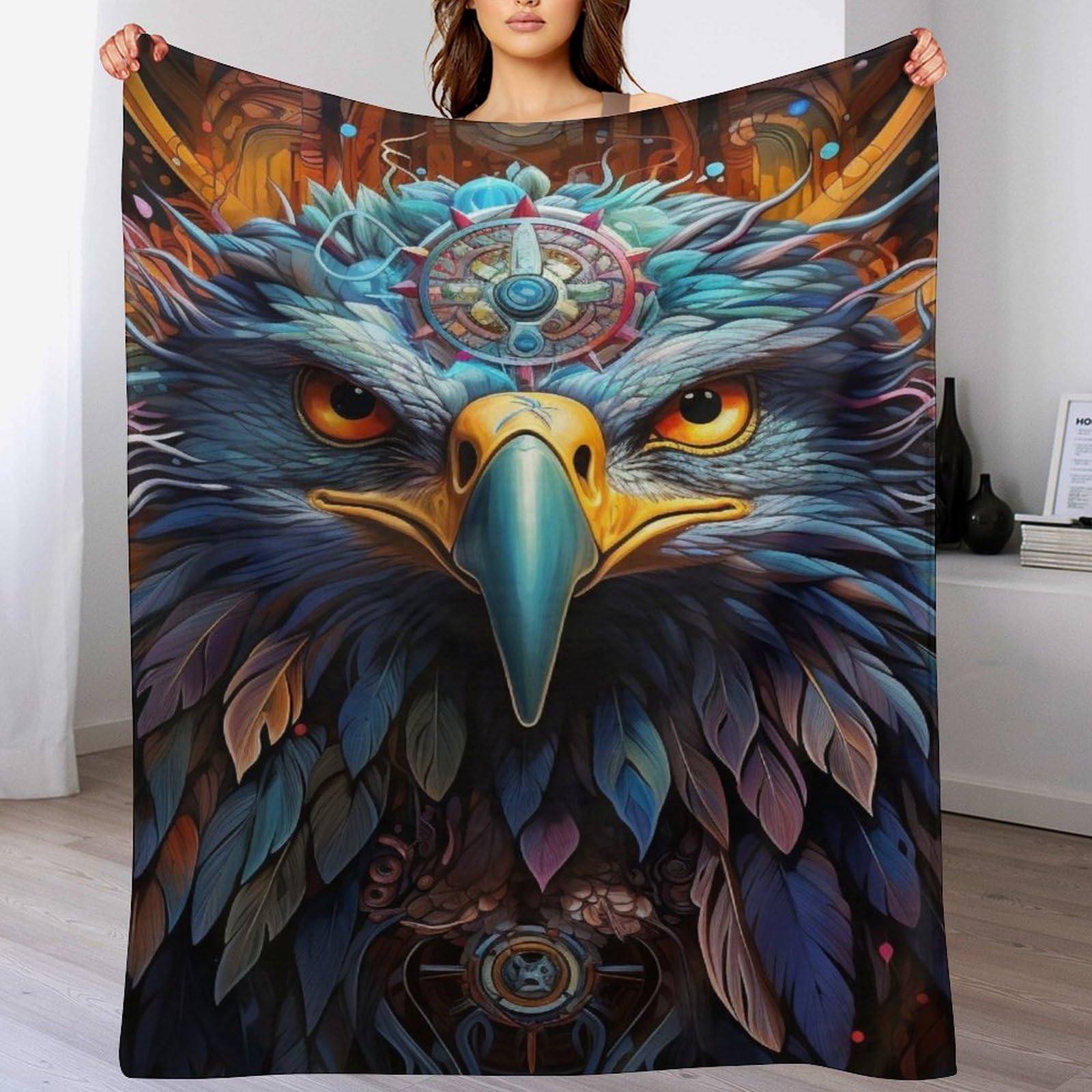 Couverture polaire douce flannel Aigle 130x150cm pour canapé toutes saisons
