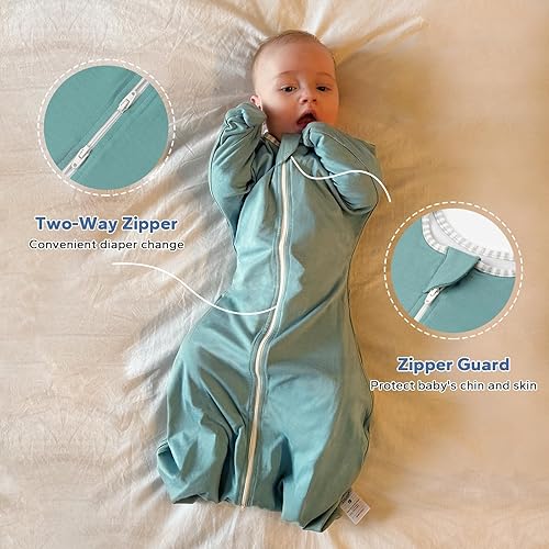 Miniatura 10 de ZIGJOY Shark-Fin - Manta de transición de rayón de 1.0 tog hecho de bambú, saco de dormir de transición, manta para bebé con cremallera para todas