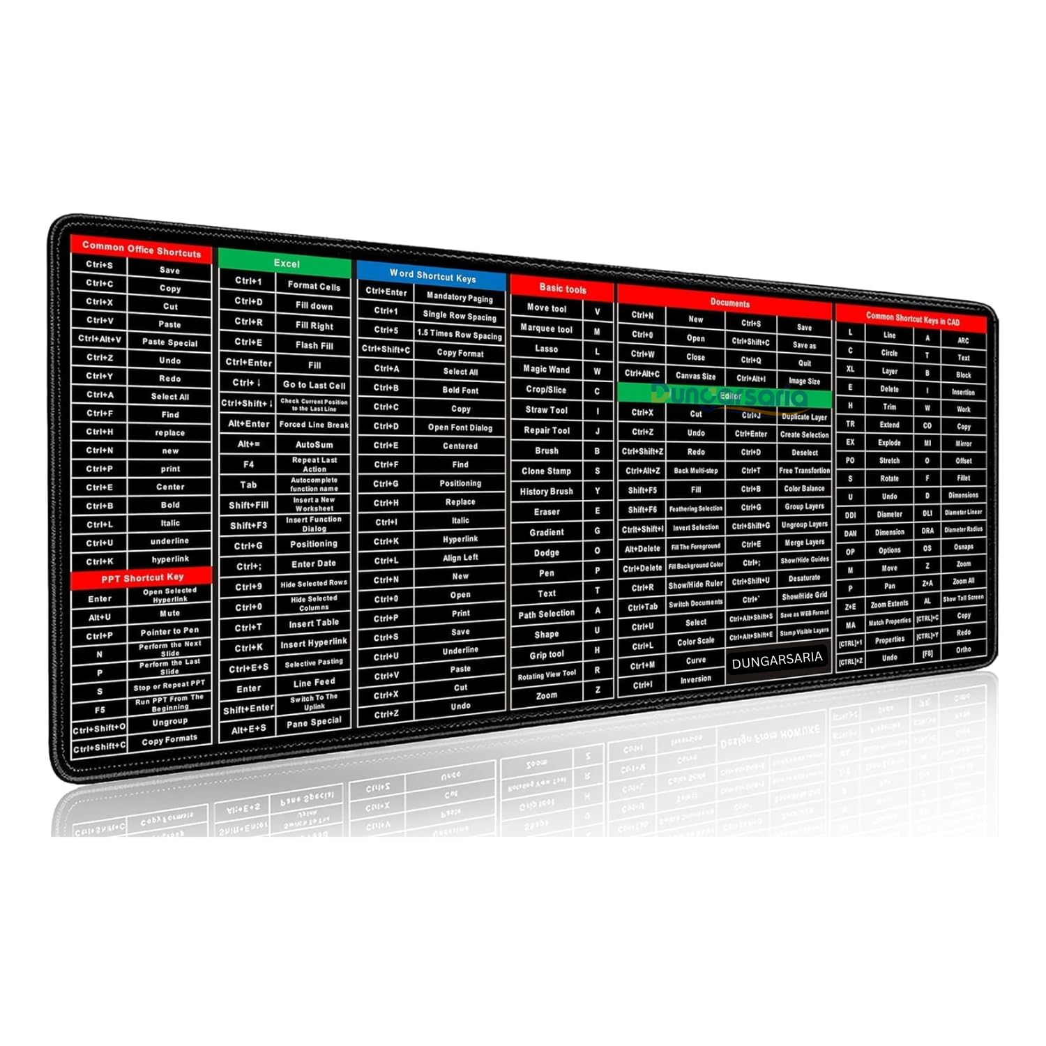 Anti-Slip Keyboard Pad with Office Shortcut Keys | XL Extended Mouse Pad Desk Mat 80x30 cm | Excel Cheat Sheet Keyboard Mat | Rubber Base Gaming & Office Desk Mat-picture-22