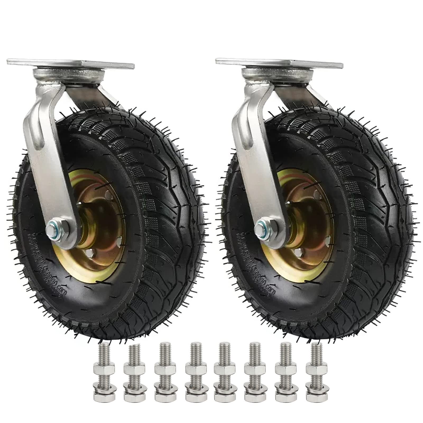 Rollen Gummi 2 Stück Lenkrolle Luftreifen Bockrollen Ø 15cm 20cm 25cm Doppelte Kugellager Industrierollen, Schwerlast Plattformwagen Rollen Mit Schrauben Leicht Zu Montieren ( Color : Swivel , Size :