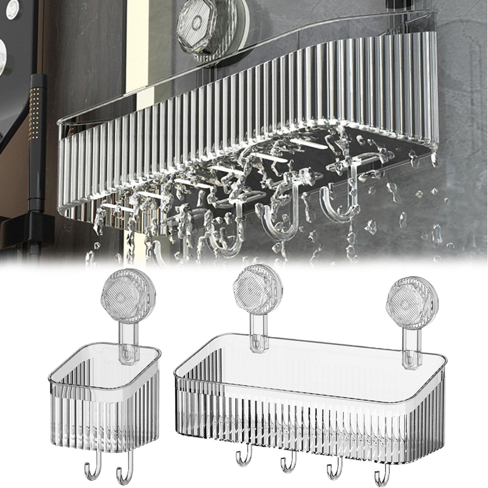 2024 Suction Shower Caddy Bath Organizers with Large Capacity Removable Multifunctional Suction Cup Shelf for Bathroom Storage and