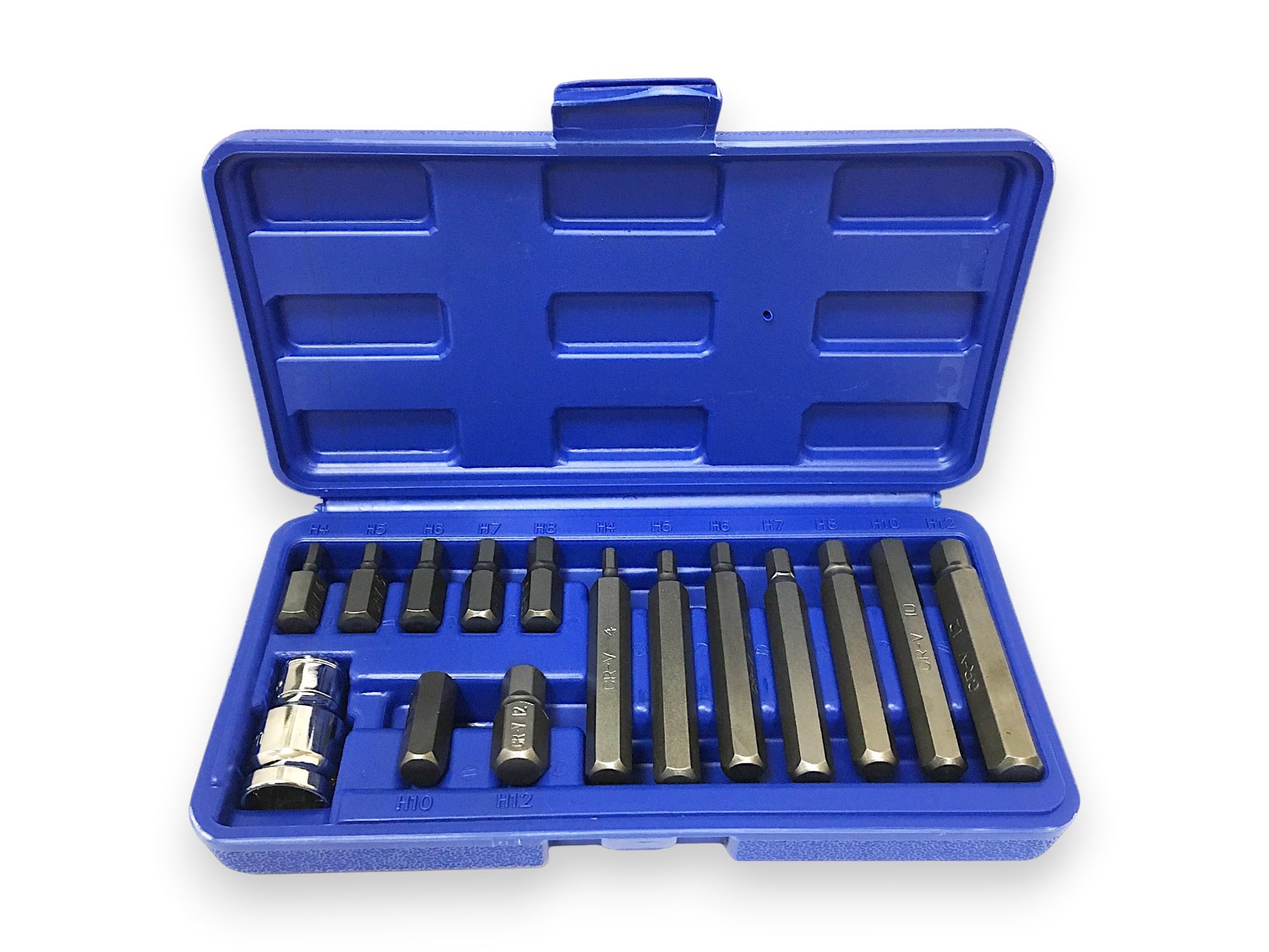 Toolzone Hx036 1/2-Inch Dr Hex Bits With Socket In Case-Black (15-Piece) Set 5055143900347