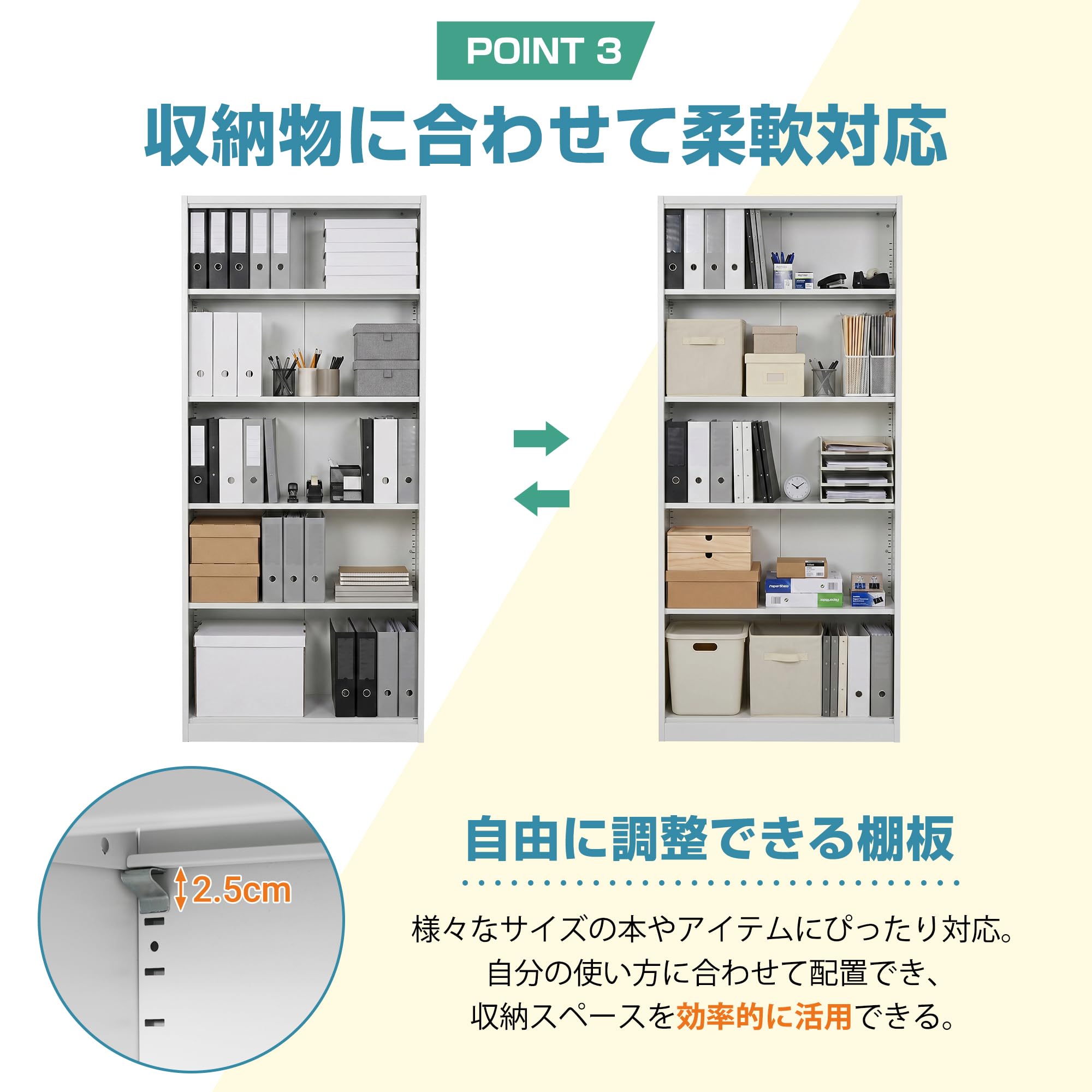 Amazon.co.jp: スチール書庫 オープンタイプ 5段 本棚 キャビネット
