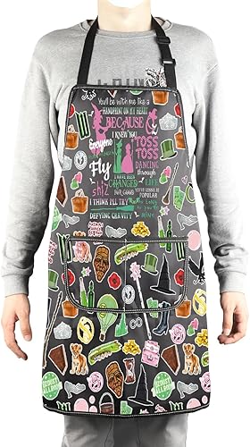 Miniatura 4 de MBMSO Delantal de bruja de cocina, regalos de teatro musical, estarás conmigo como una huella de mano en mi corazón, brujería, regalo gótico de