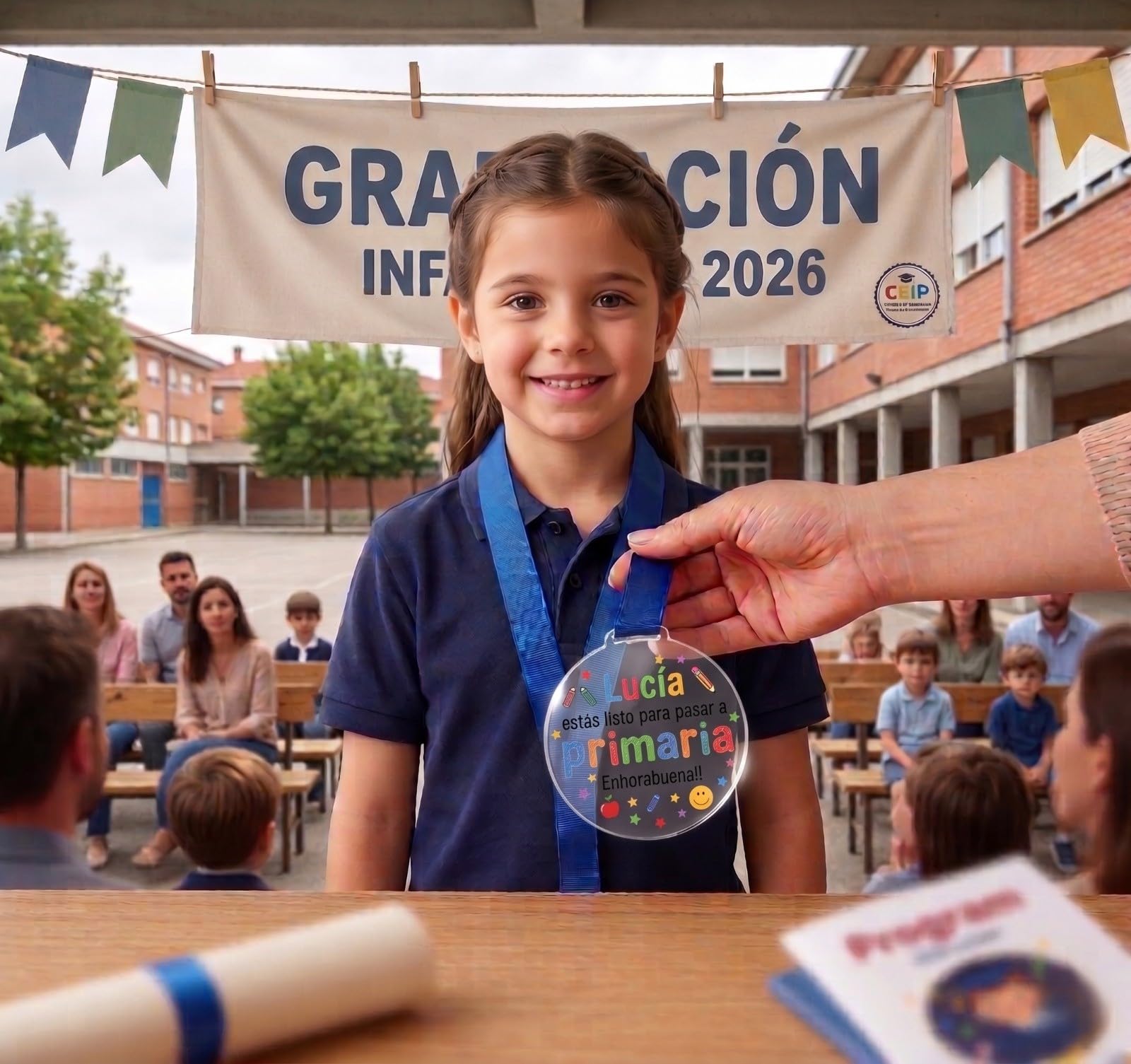 MEDALLAS DE GRADUACIÓN Infantil Personalizadas - Pack mínimo de 8 Unidades - Metacrilato Blanco o Transparente. Regalo Ideal Fin DE Curso y GRADUACIONES. Regalos TPMAS