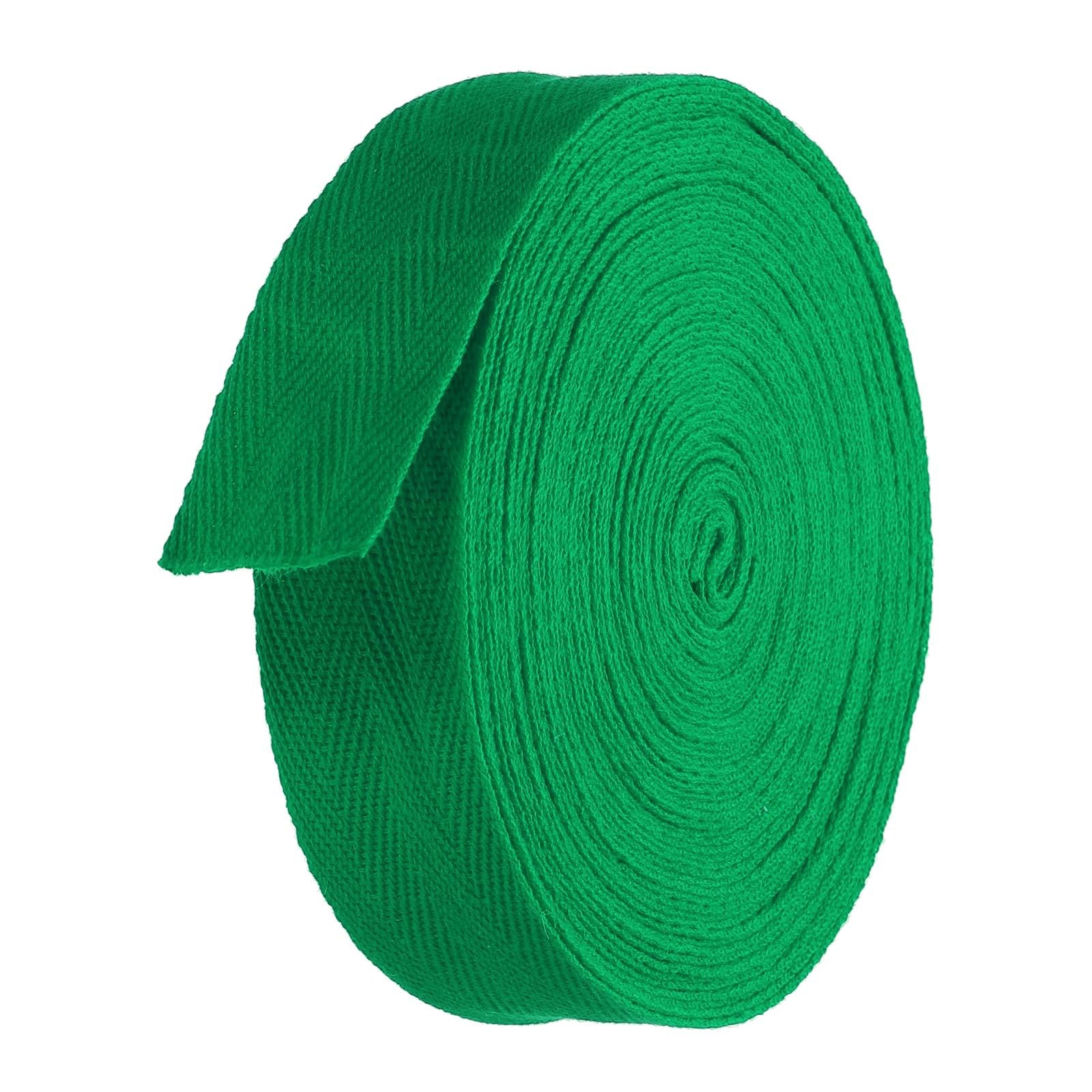TA-VIGOR Cotton Twill Tape Ribbon 30mm, 10 Yards Bias Binding Tape Bunting Tape Soft Natural Herringbone Webbing Tape Roll for Sewing Dressmaking Gift Wrapping DIY Craft, Green