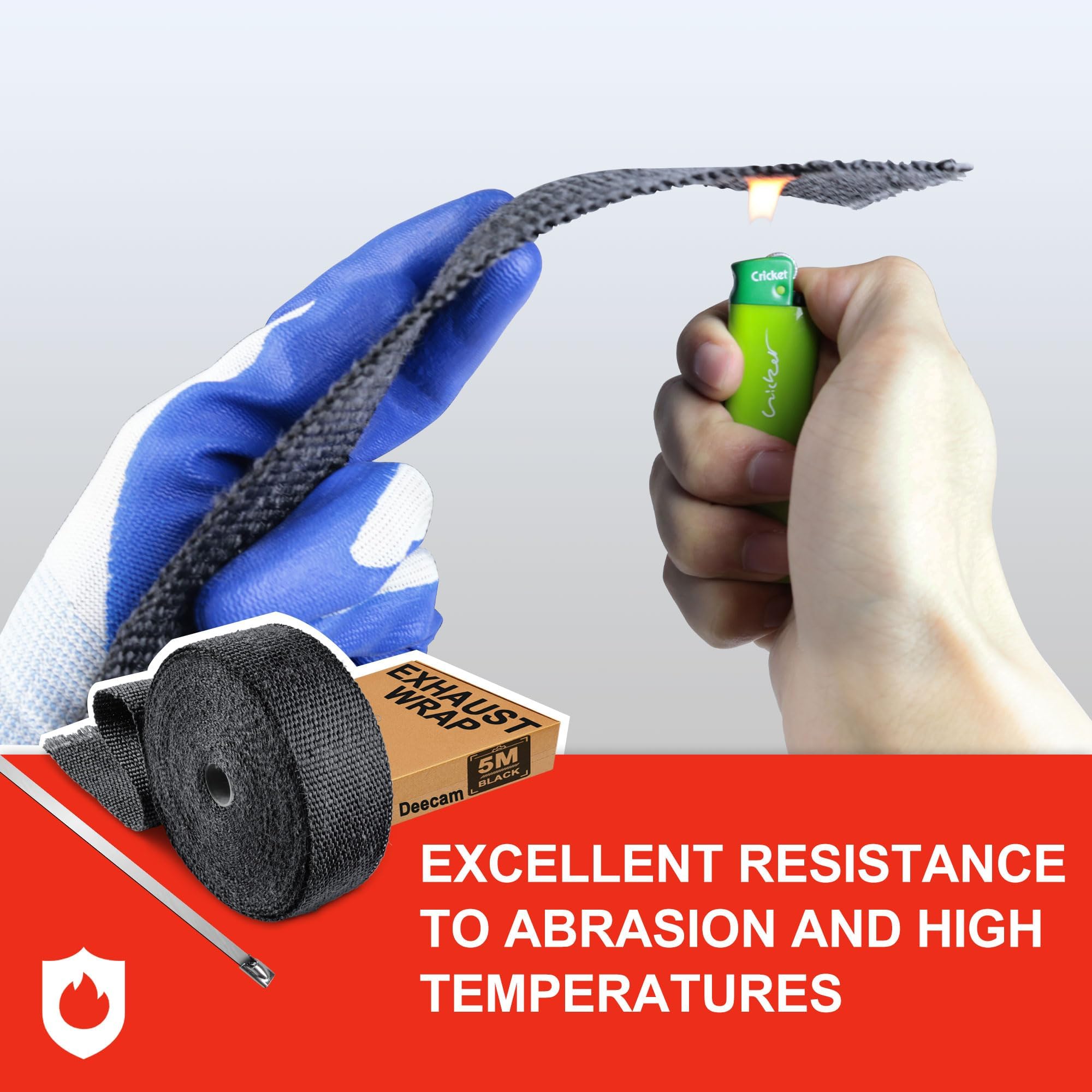 Moto Ruban Isolant Thermique Titane, Echappement En Fibre De Basalte 10M Avec 10 Attaches De Câble En Acier Inoxydable,Deecam Utilisé Pour Collecteur D' échappement De Moto Bande Thermique