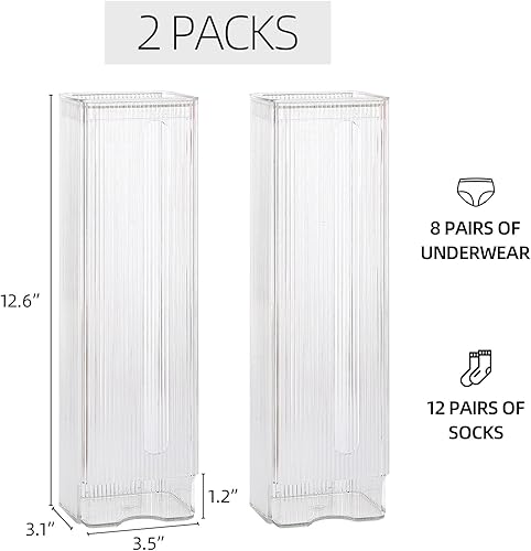 Miniatura 2 de acDesign Organizador de 2 piezas de calcetines de montaje en pared, caja de almacenamiento de ropa interior para colgar en la pared para armario,