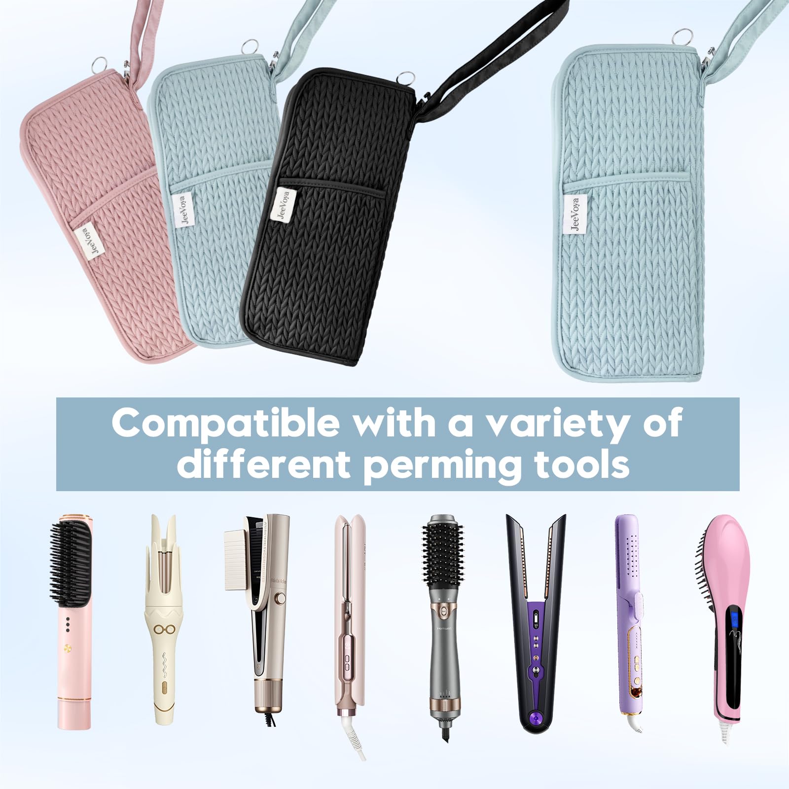 Hair Tools Organizer-Tasche, hitzebeständige Mattenhülle, heiße Werkzeuge, Reisetasche, tragbare Flacheisen-Tasche für Glätteisen, Lockenstäbe, Glätteisen und heiße Styling-Werkzeuge (blau)