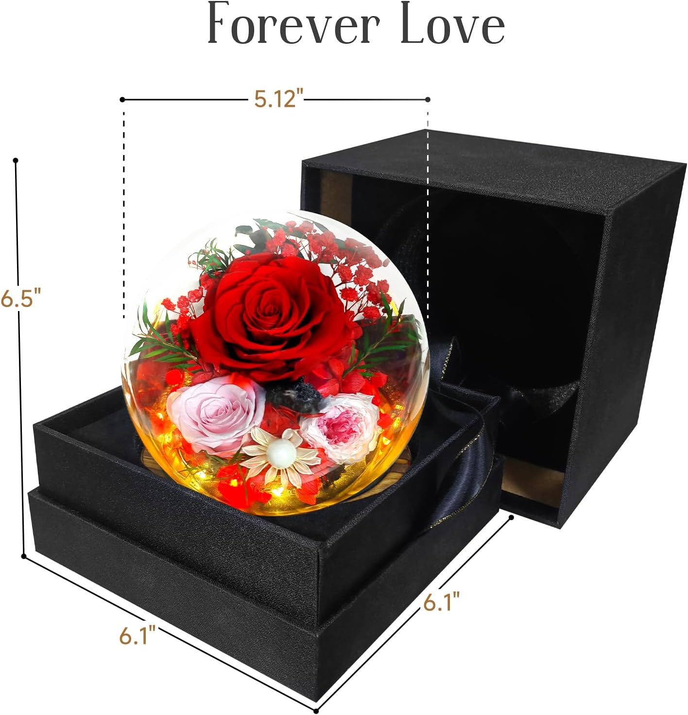 RENAISSANT Preserved Red Roses in Glass Dome - Eternal Flowers, Forever Roses with LED Light, a Unique Gift for Girlfriend, Wife, or Mom to Celebrate Christmas (Prime Delivery) - Image 9