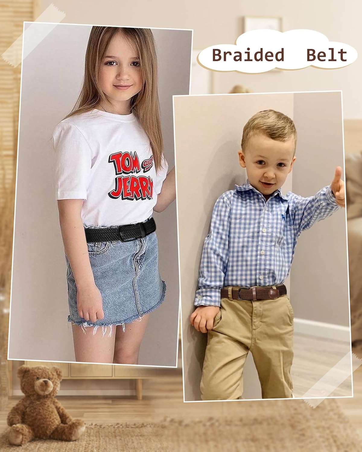 Kajeer Kids Belt for Boy, Stretch Braide Toddler Belt Pin Buckle Elastic Woven PU Golf Toddler Youth Belt for Casual - Image 2