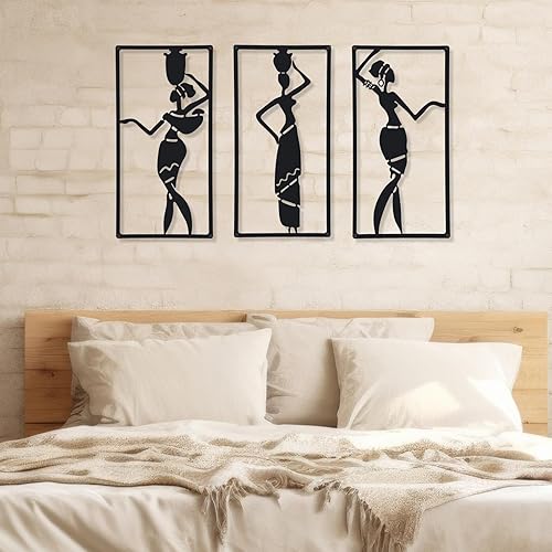 CHENGU 3 piezas de arte abstracto minimalista de metal para mujer, línea de arte de pared, decoración de pared de una sola línea, para colgar en el