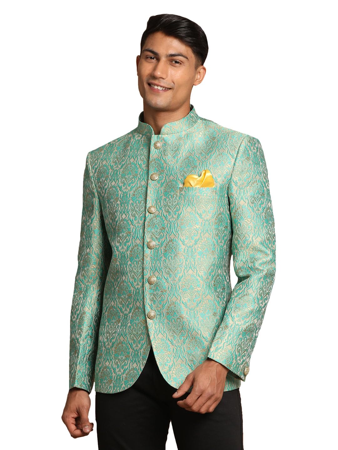 VASTRAMAY Banarasi Brocade Jodhpuri Coat | Tightly Woven Fabric with Long-Lasting Sheen | The Prince Coat for Men | Traditional Indian Outfit for Wedding And Festival Celebration VASTRAMAY Banarasi Brocade Jodhpuri Coat | Tightly Woven Fabric with Long-Lasting Sheen | The Prince Coat for Men | Traditional Indian Outfit for Wedding And Festival Celebration