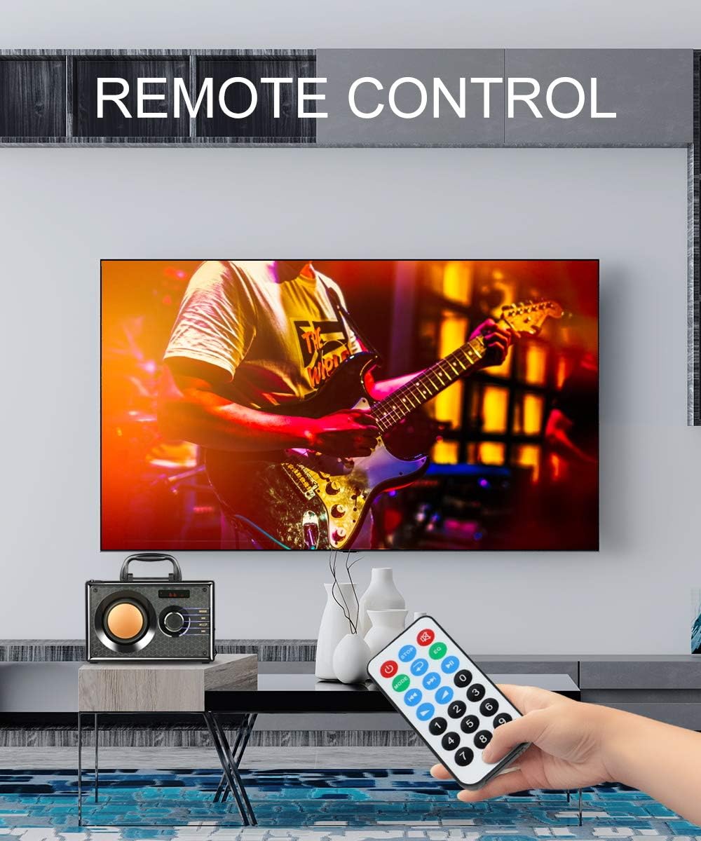 Bеѕt Dеаl 🛒 Portable Wireless Bluetooth Speakers with FM Radio Subwoofer MP3 Player Remote Control AUX, Rich Bass Party Speaker, Clear Stereo Sound Outdoor Home Desktop Speakers for Phone PC Computer TV(Black)