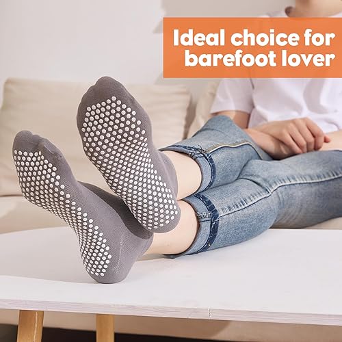 Miniatura 8 de 12 pares de calcetines de agarre de pilato para mujer, calcetines de yoga antideslizantes con agarres, calcetines de hospital, calcetines de tobillo