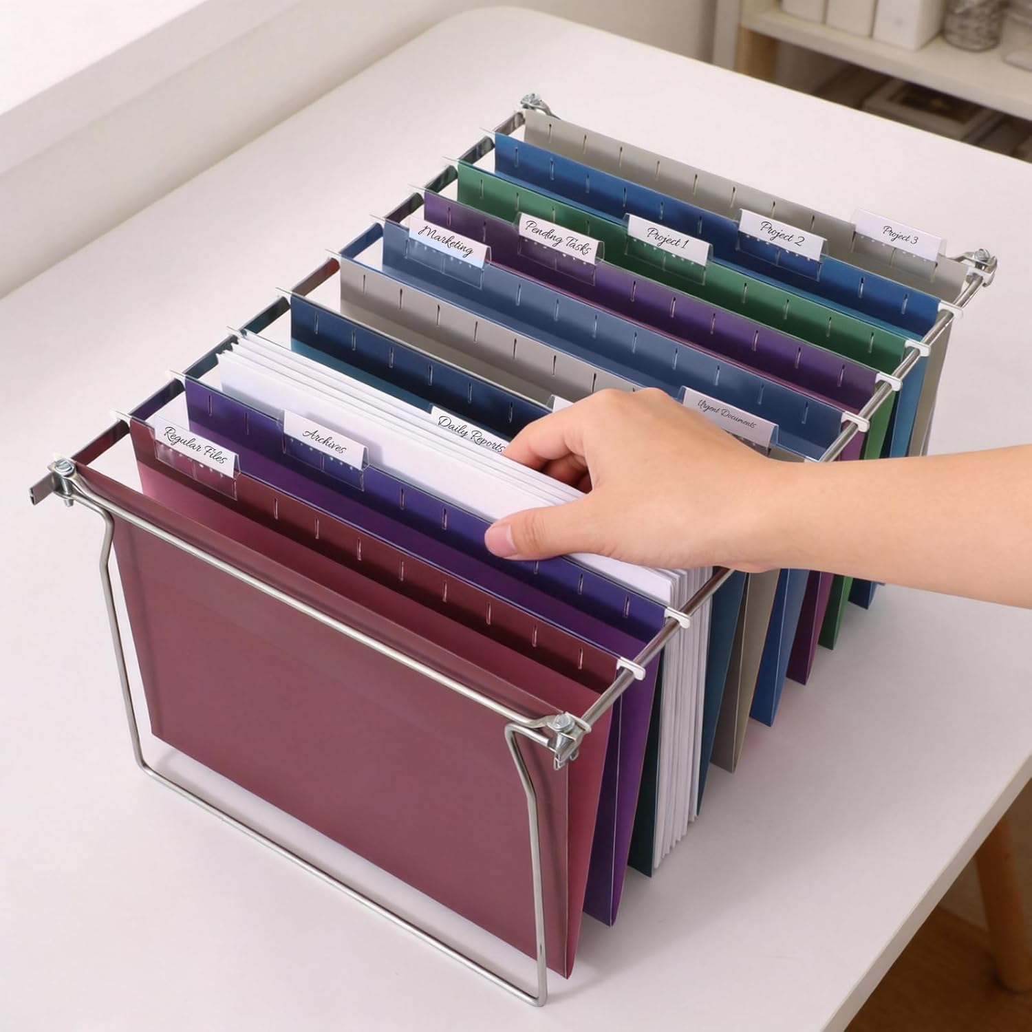 SUNEE Hanging File Folders Vintage Colors, 25 Pack Letter Size File Folders with 1/5-cut Tabs, Stay Organized for Your Home and Office Bulk File and Documents - Image 6