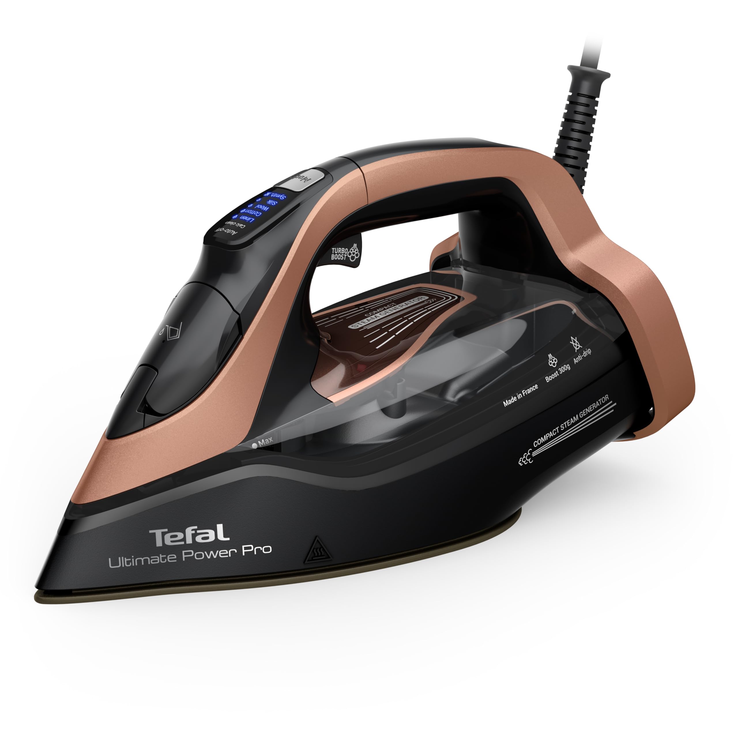 Tefal Ultimate Power Pro Dampfbügeleisen, Pumpentechnologie, 3200 W, 85 g/min kont. Dampfabgabe, 300 g/min-Dampfstoß, Micro Calc-Filter, Autoclean-Bügelsohle, Tropfstopp, 350 ml Wassertank, FV9E50E0