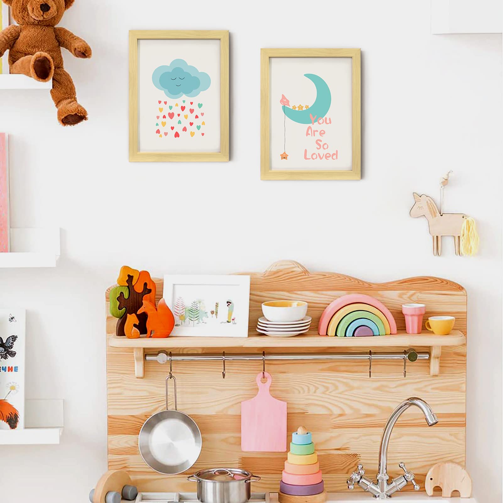 LAIMEIZI You Are So Loved Nursery Framed Wall Art Decor,12x16 Inch Set of 3 Boho Rainbow Bedroom Accessories Wall Art Prints for Walls Framed,Baby Girl Bedroom Decor for Nursery Decor - Image 4