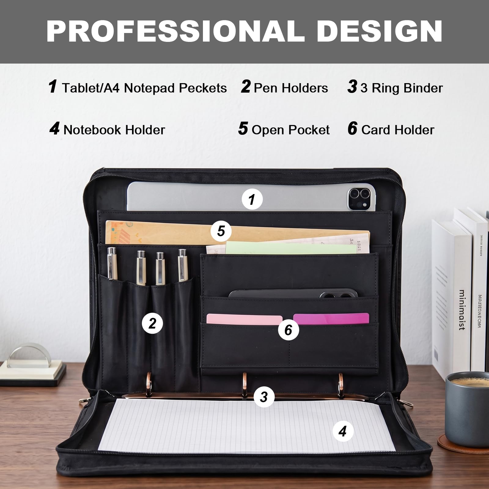 アンリクイール　書類入れ Amazon.com: AZXCG Genuine Leather Portfolio Binder for Men& Women