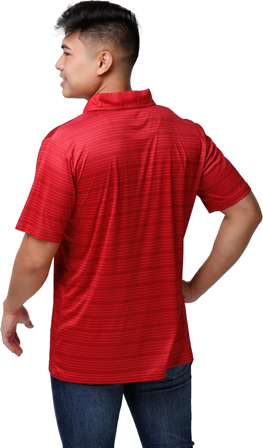 FOCO NFL Mens NFL Team Logo Striped Polyester Polo Short Sleeve Shirt