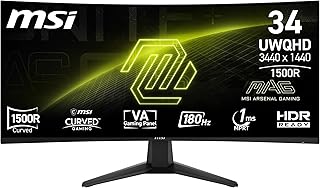 MSI mag 346CQ – Monitor 34″ UWQHD, 3440 x 1440, 1500R, Gaming Monitor, VA, 180Hz,1ms, HDR Ready, Eye Care, HDMI 2.0b, DP …