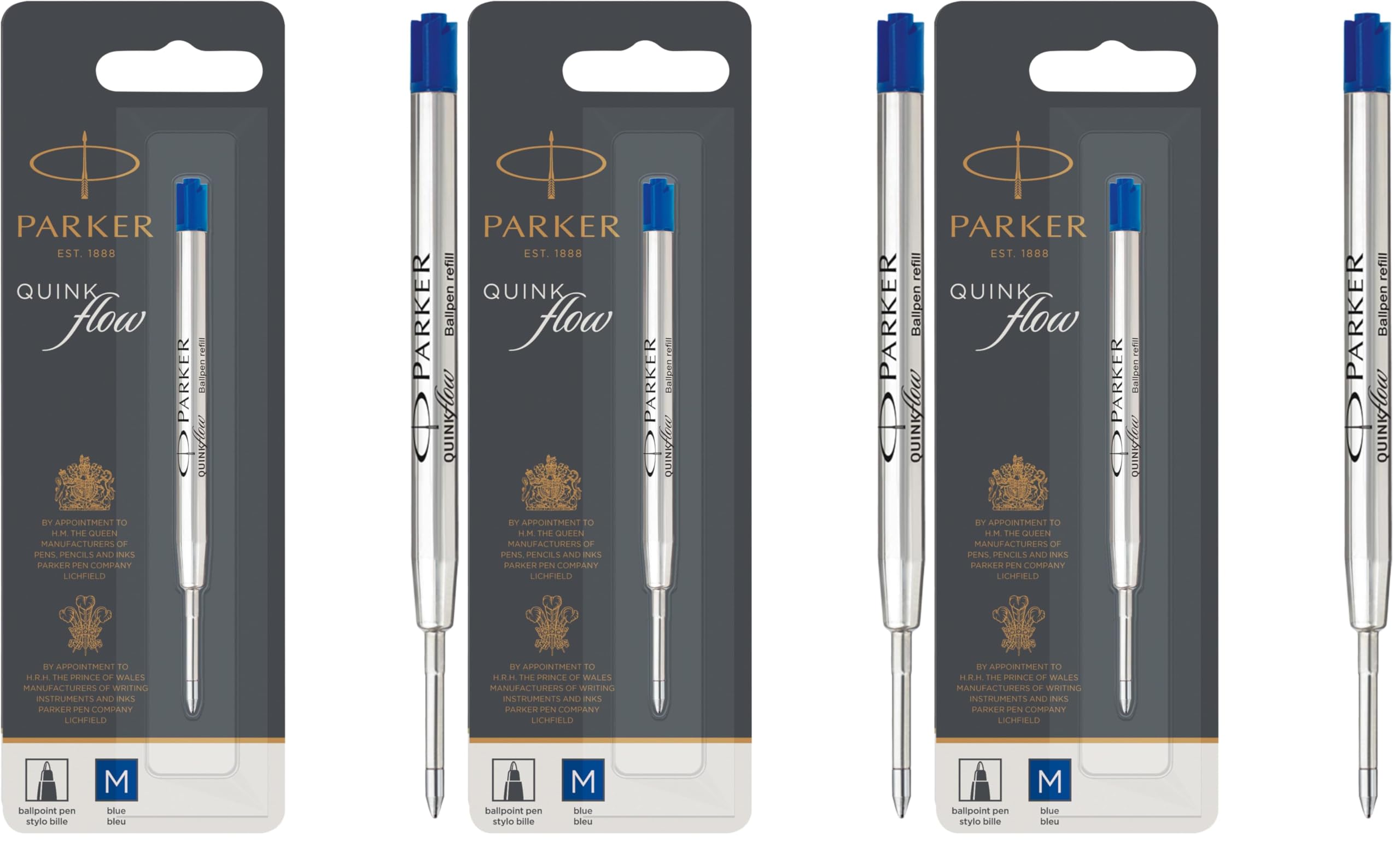Parker 1950371 Quinkflow Tükenmez Kalem Yedeği, Orta Kalınlıkta Uç, Mavi 3lü paket