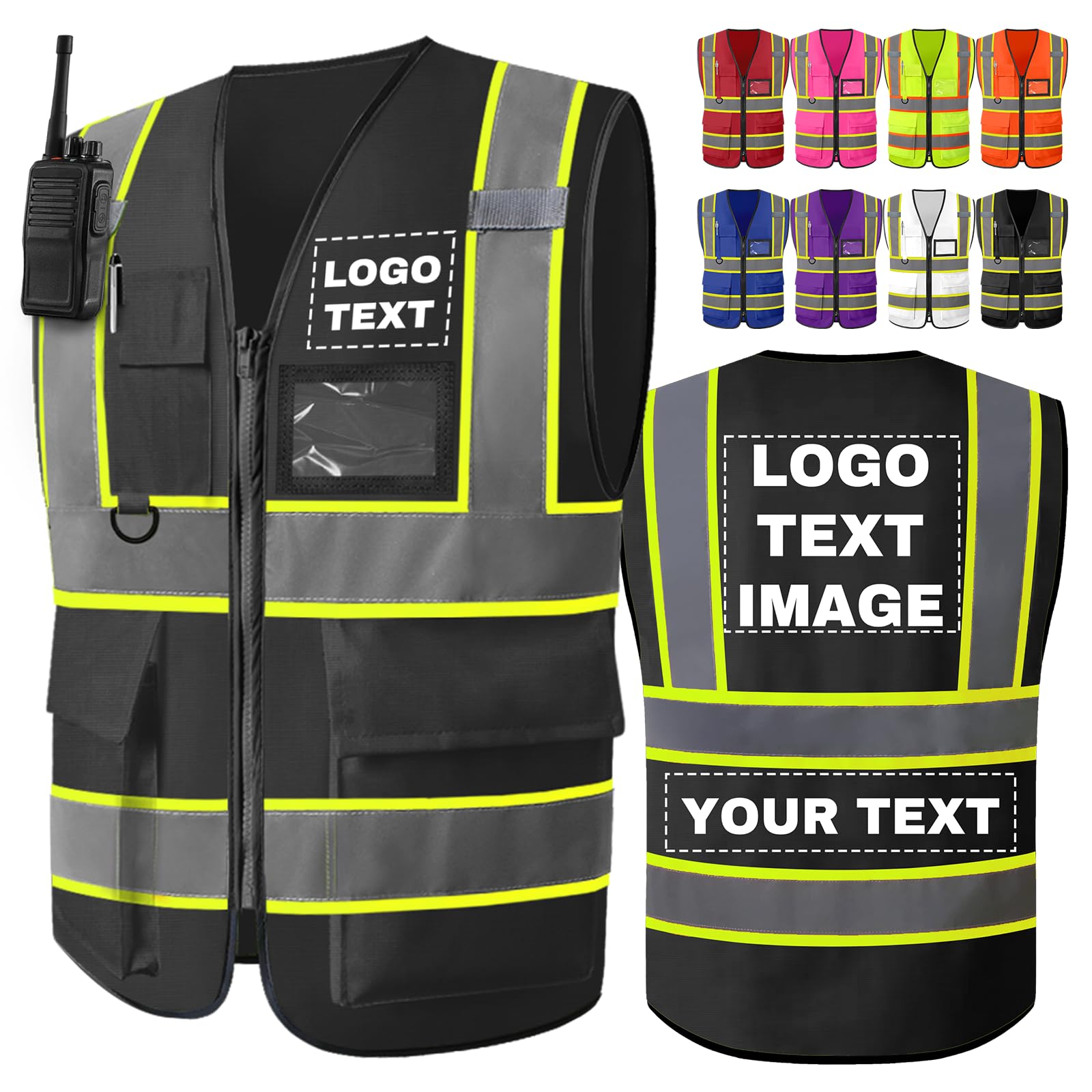 Custom Safety Vest Personalized High Visibility Reflective Vests Two Tone 2 Hi Vis Work Vest with Logo Construction Workwear