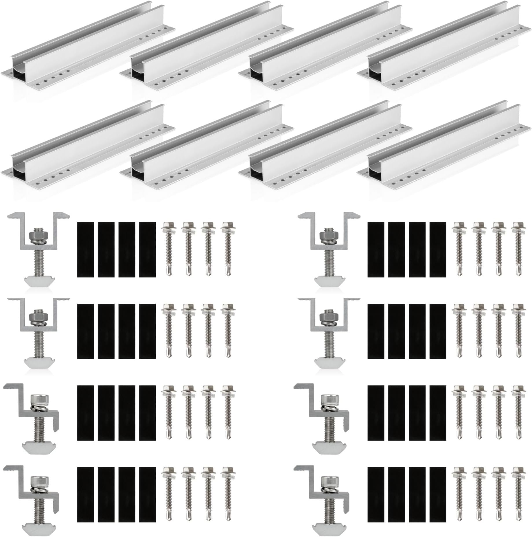 6 Solar-Modulhalterungen Aus Aluminium – Mittelklemmen Für 30–35 Mm Rahmen, Montageset Für Dach & Flachdach, Schwarz, Einfache Installation