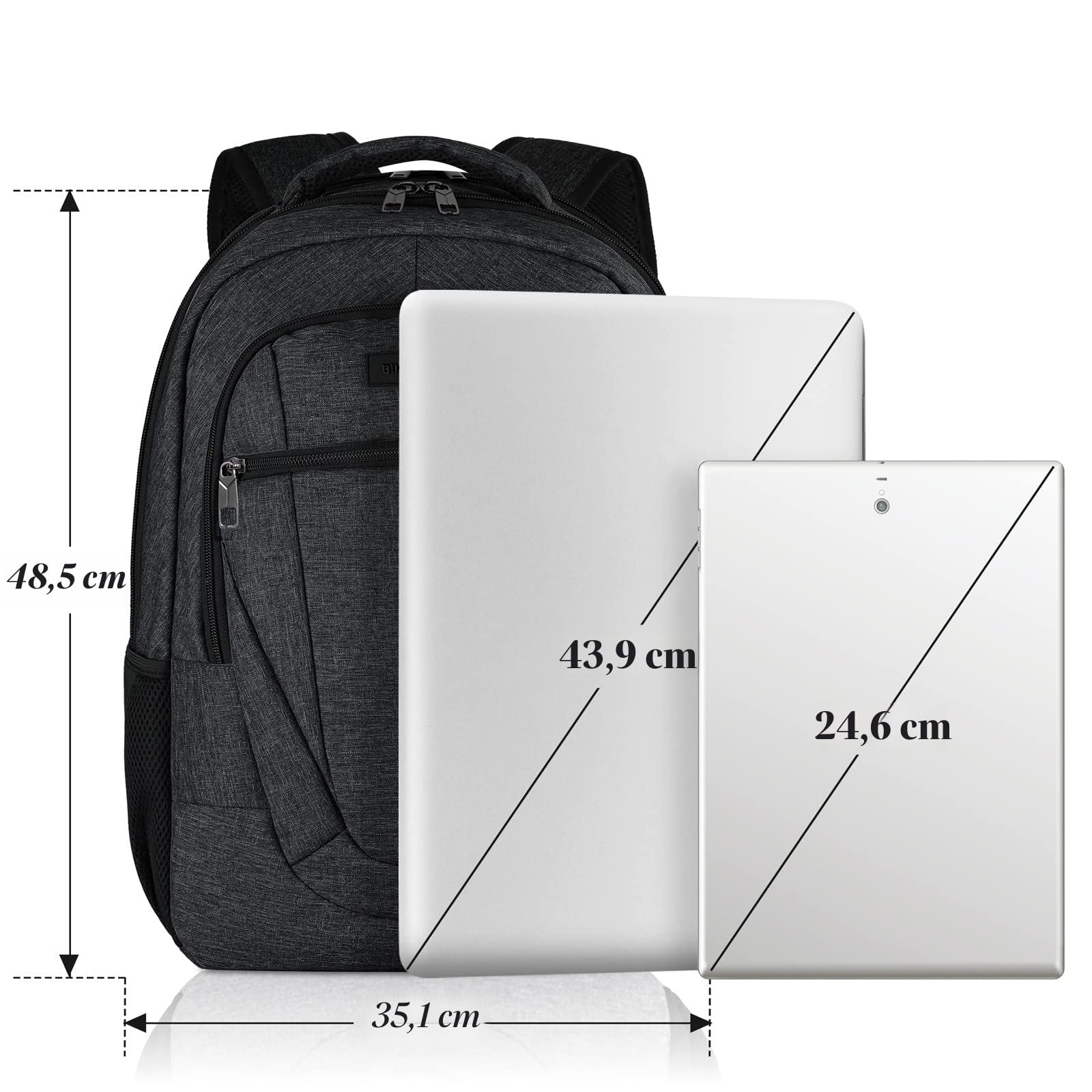 BIKROD Sac à dos pour homme, garçon, adolescent, grand sac étanche pour ordinateur portable de 17,3" avec port de charge USB, sac à dos pour le travail, les voyages, la randonnée avec poche antivol