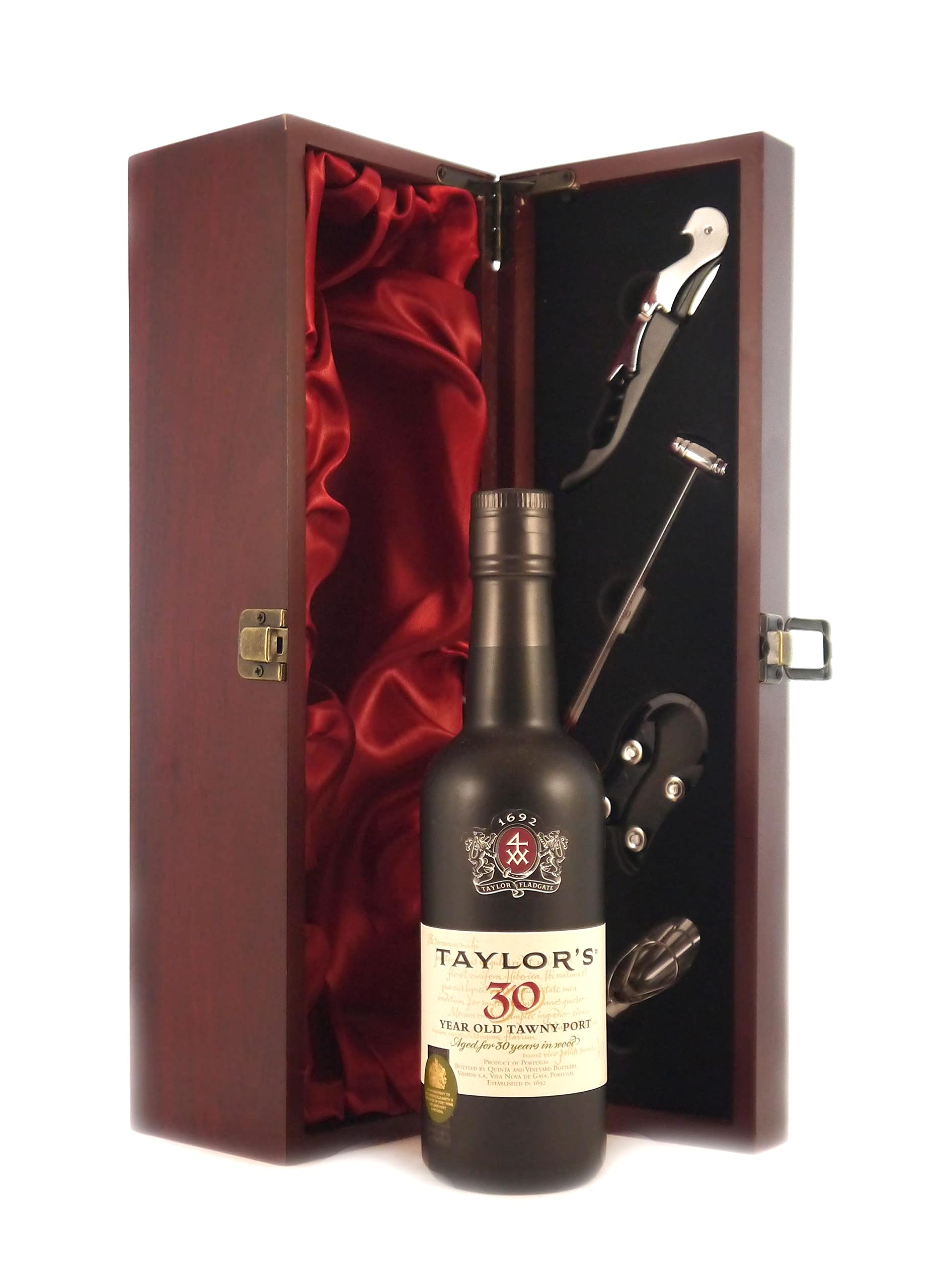 Taylor Fladgate 30 year old Tawny Port 1995 (37.5 cls) in a silk lined wooden box with four wine accessories, 1 x 37.5ml
