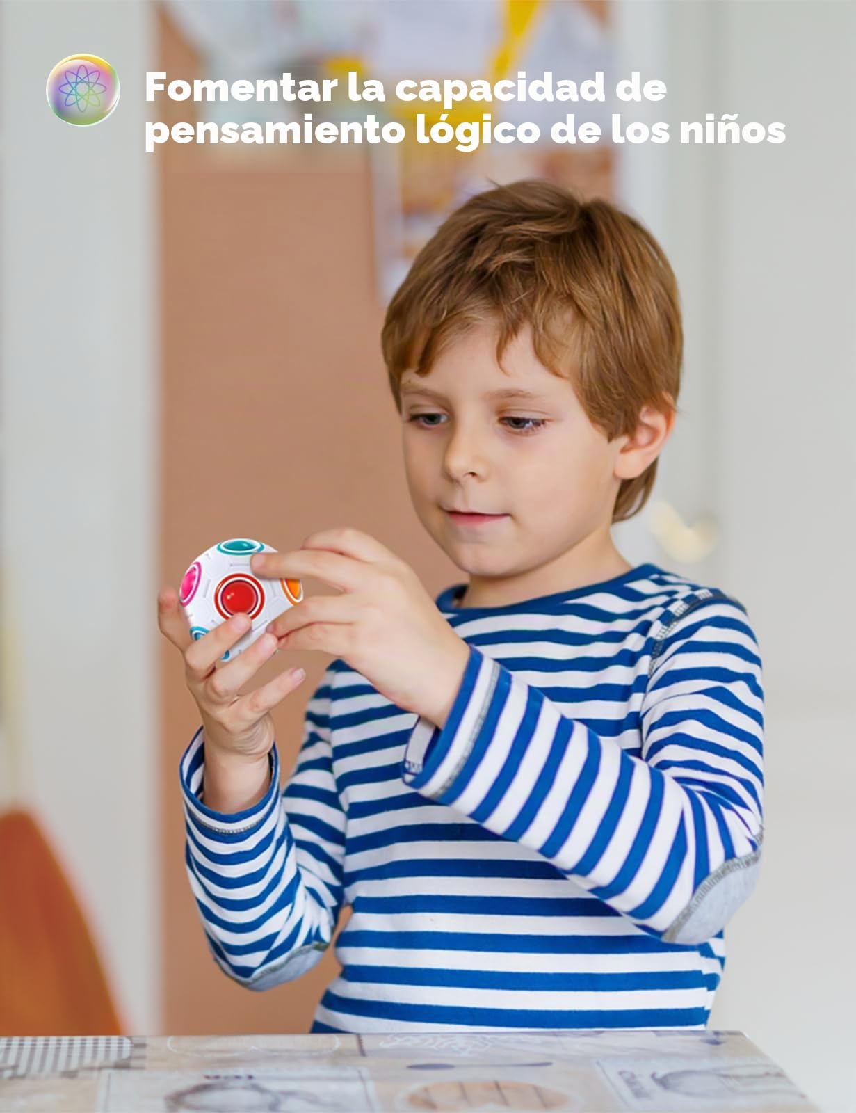 ROXENDA Rainbow Ball Magic Ball, Juego de Habilidad Bola de Rompecabezas - Cerebro Teaser y Bola de Estrés para Niños y Adultos (Blanco)
