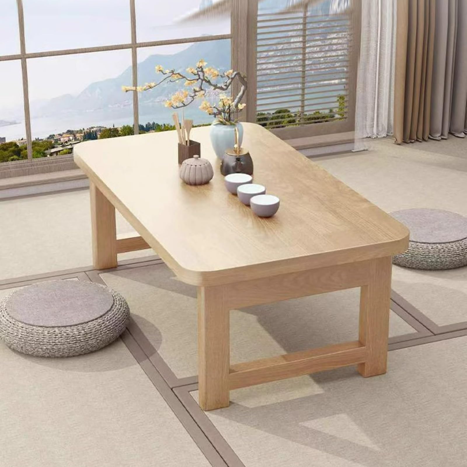 Table basse japonaise pliante bois d'autel table de sol méditation 90x50x30