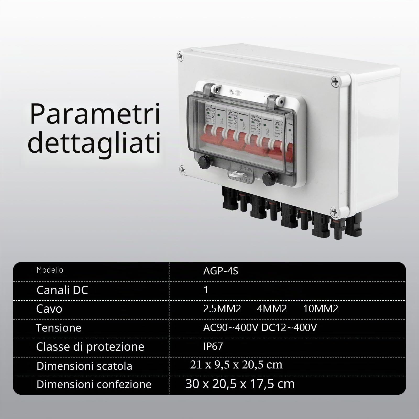 Protezione Sovratensione Fotovoltaica,Interruttore DC Impianto Fotovoltaico | DC12v-DC400v 4 Stringhe 2p 30a, Circuito Solare Impermeabile Ip67 Per Impianto Fotovoltaico