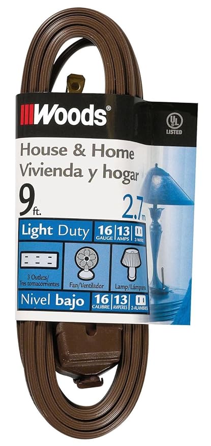 Woods 601 9-Foot Cube Extension Cord with Power Tap, Brown