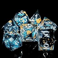 Vista 85 de Resin Cat Head DND Dice, Sharp Edge Dungeons and Dragons Polyhedron Game Dice Set for Role Playing Games RPG Explorer Magic, Holiday Birthday Gifts