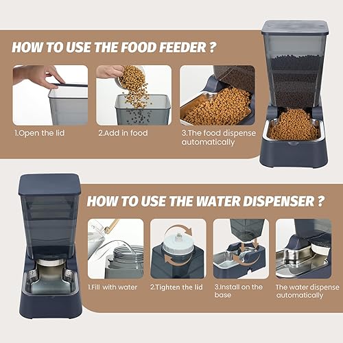 Miniatura 6 de Bebedero automático para mascotas de 5.4 L1.4 galones, dispensador automático de agua para perros, alimentador de agua de acero inoxidable por