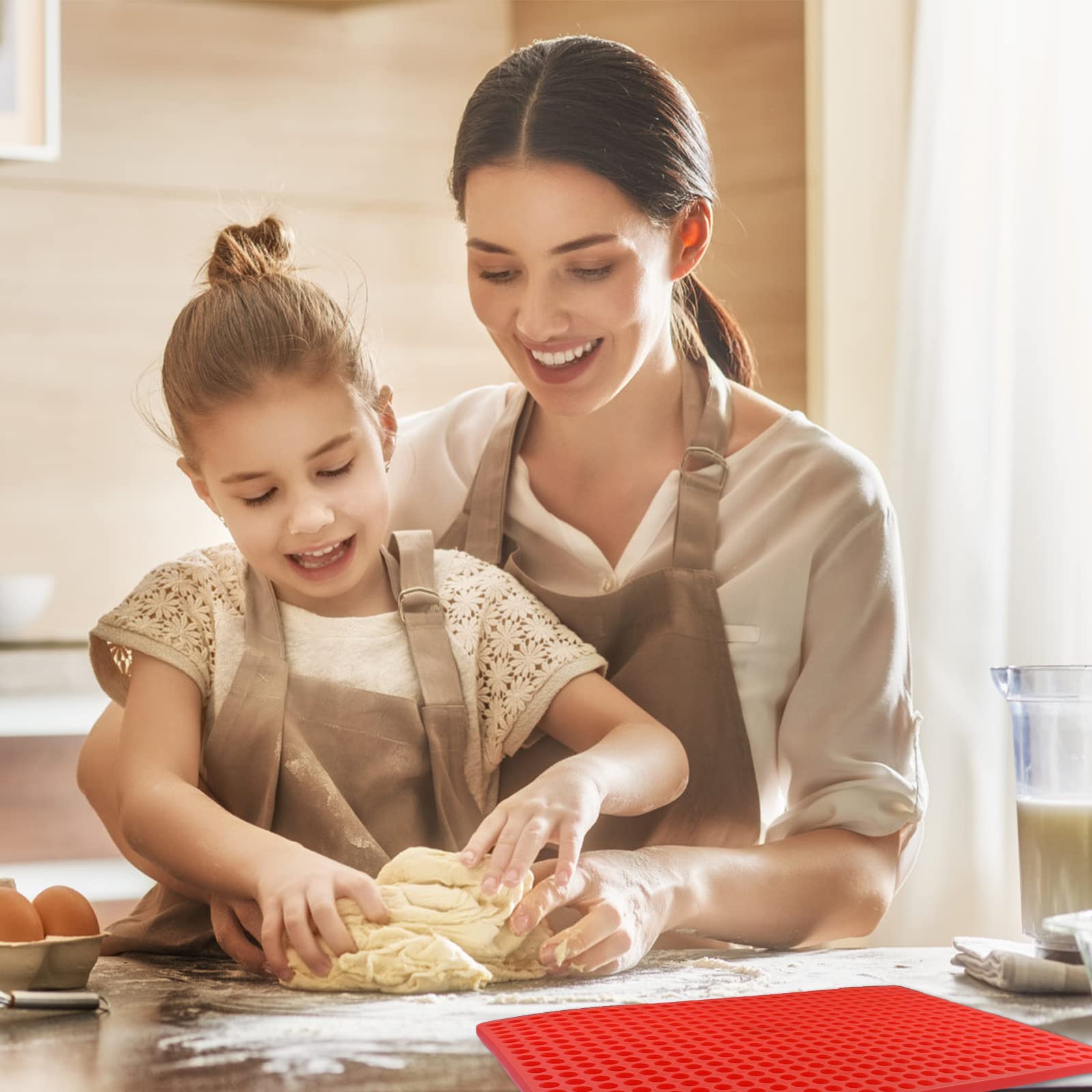 Newaner Tapis de cuisson en silicone Demi-Sphère 1cm résistant à la chaleur sans BPA rouge