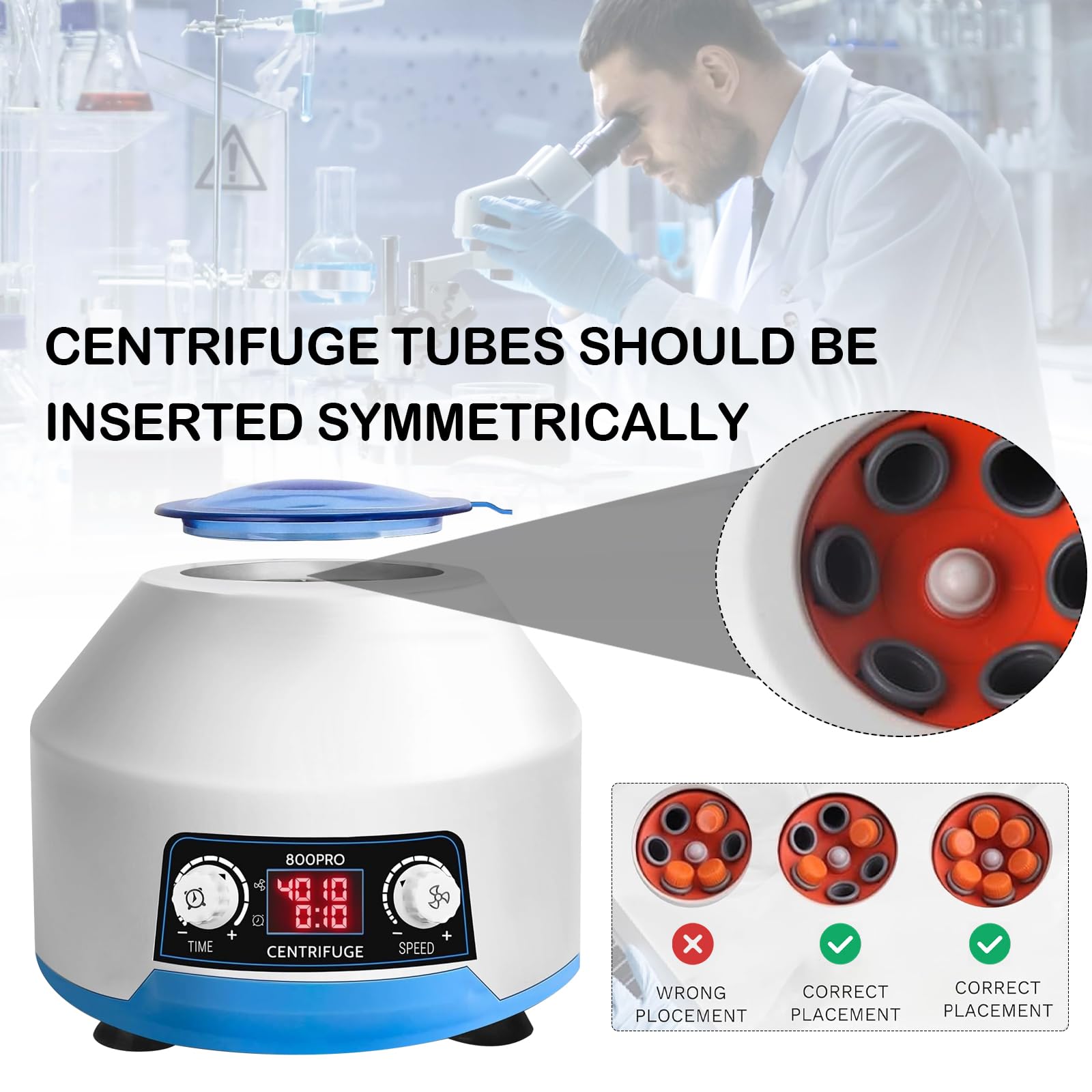 Centrifuga, Centrifuga Laboratorio Centrifuga Elettrica 6x15 ML Con Schermo LCD 4000 Giri/Min Centrifuga Banco Limite 100 Minuti 1953 XG Velocità E Tempo Regolabili Per Campioni 2 A 15 ML