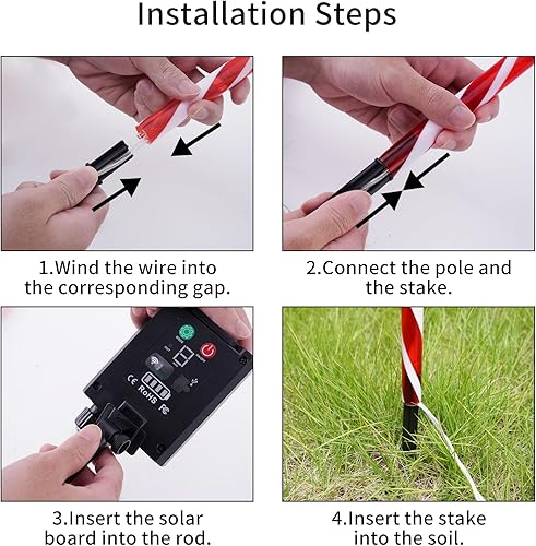 Miniatura 4 de DAYLIGHTIR 10 luces de bastón de caramelo con copo de nieve Haning, luces solares de camino de Navidad con 8 modos de iluminación, luces LED de