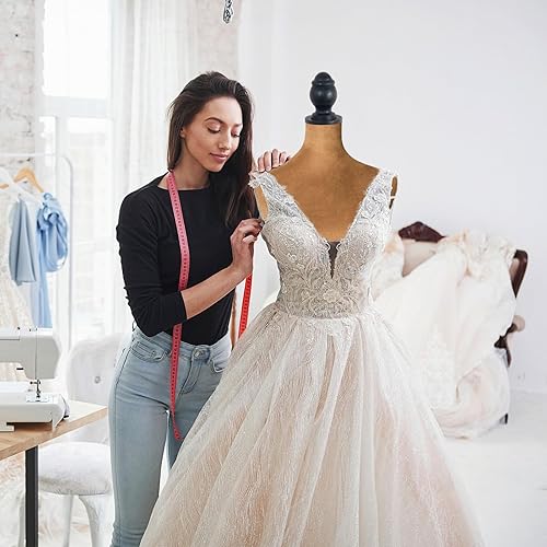Miniatura 6 de Maniquí de ropa para mujer, forma de vestido de maniquí de 58 a 67 pulgadas de altura ajustable, soporte de trípode para cuerpo de maniquí marrón