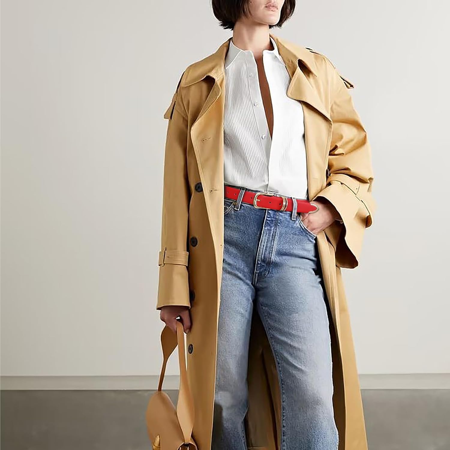 Women's Leather Belts with Gold Buckle Fashion Leather Waist Belt Elegant Ladies Belts for Jeans Gifts for Women - Image 5