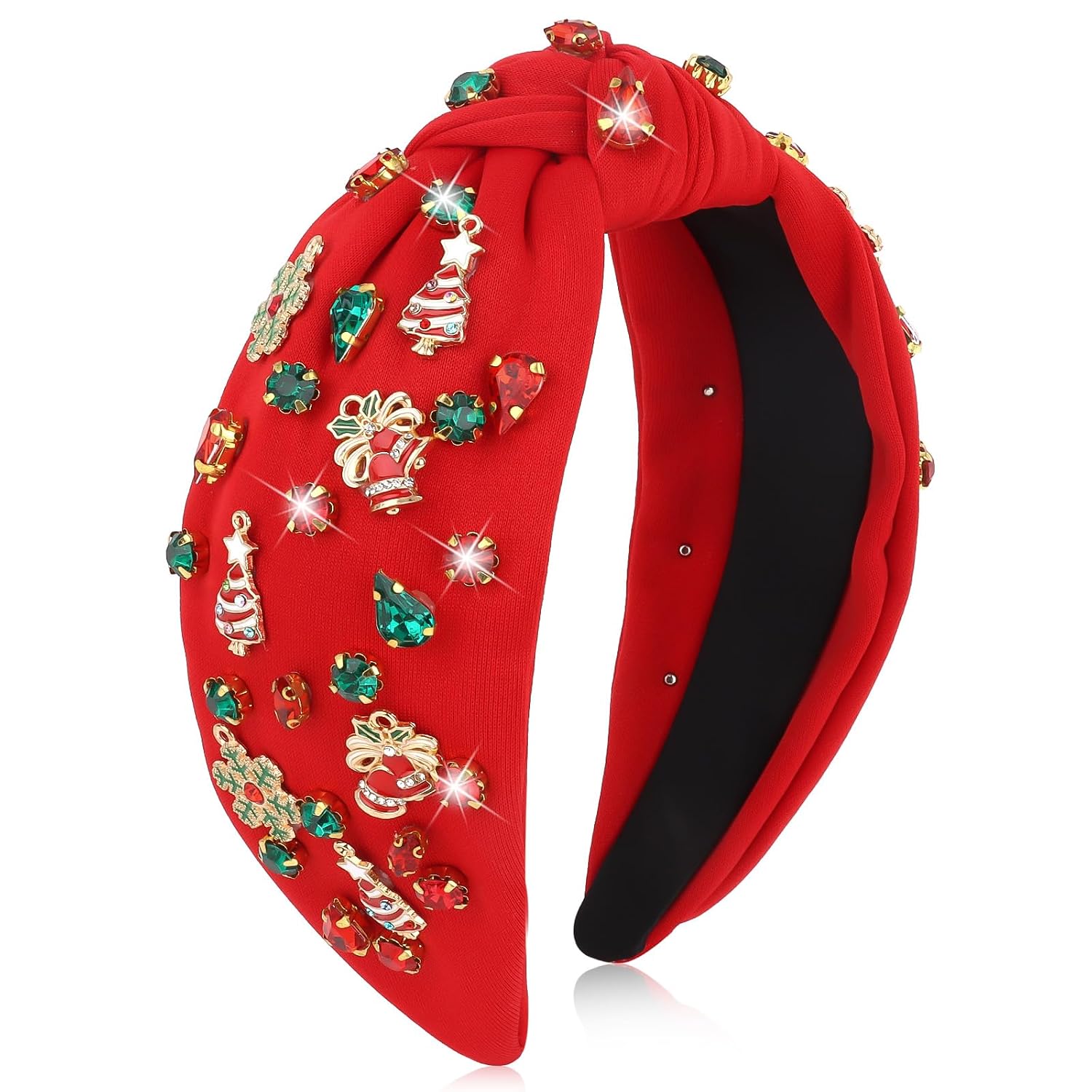 Jaciya Christmas Headband Red Knotted Headband for Women Girls Festive Headpiece Xmas Head Bands(Bell/Snowflake/Christmas Tree)