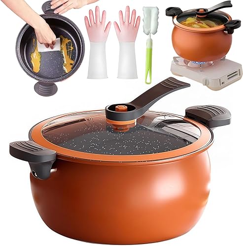 Olla a presión antiadherente multifuncional de gran capacidad, olla a presión de 8 cuartos de galón, cubierta de vidrio transparente visible, mango