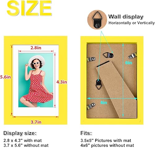 Vista 335 de KINLINK Marco de fotos A4 natural, de madera maciza con plexiglás acrílico para fotos A5 con paspartú o A4 sin paspartú, marco de fotos para mesa