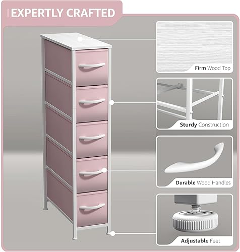 Miniatura 46 de Sorbus Torre estrecha con 4 cajones – Almacenamiento vertical para dormitorio, baño, lavandería, armarios y más, marco de acero, parte superior de