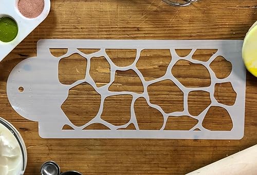 Miniatura 3 de Designer Stencils Plantilla de pastel lateral de piel de jirafa, 4 pulgadas, beigesemitransparente